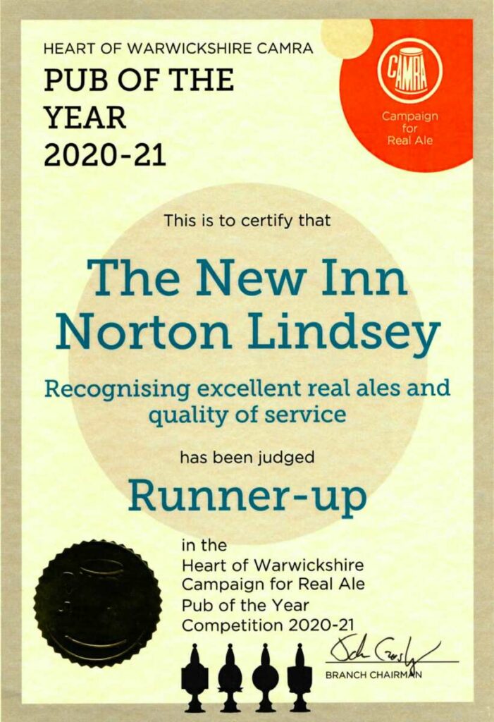 New Inn Awarded Runner-Up In CAMRA Pub Of The Year - The New Inn